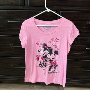 Gently Used, Pink Mickey and Minnie Mouse Top